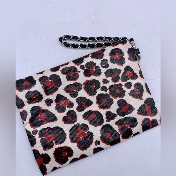Brighton Leopard Animal Print Mini Makeup Bag 7.5 x 5.5 Red White Black Wrislet - Picture 2 of 9